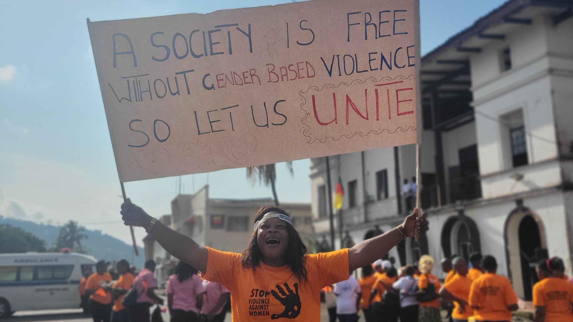 A street walk in Limbe, Cameroon to create awareness on GBV