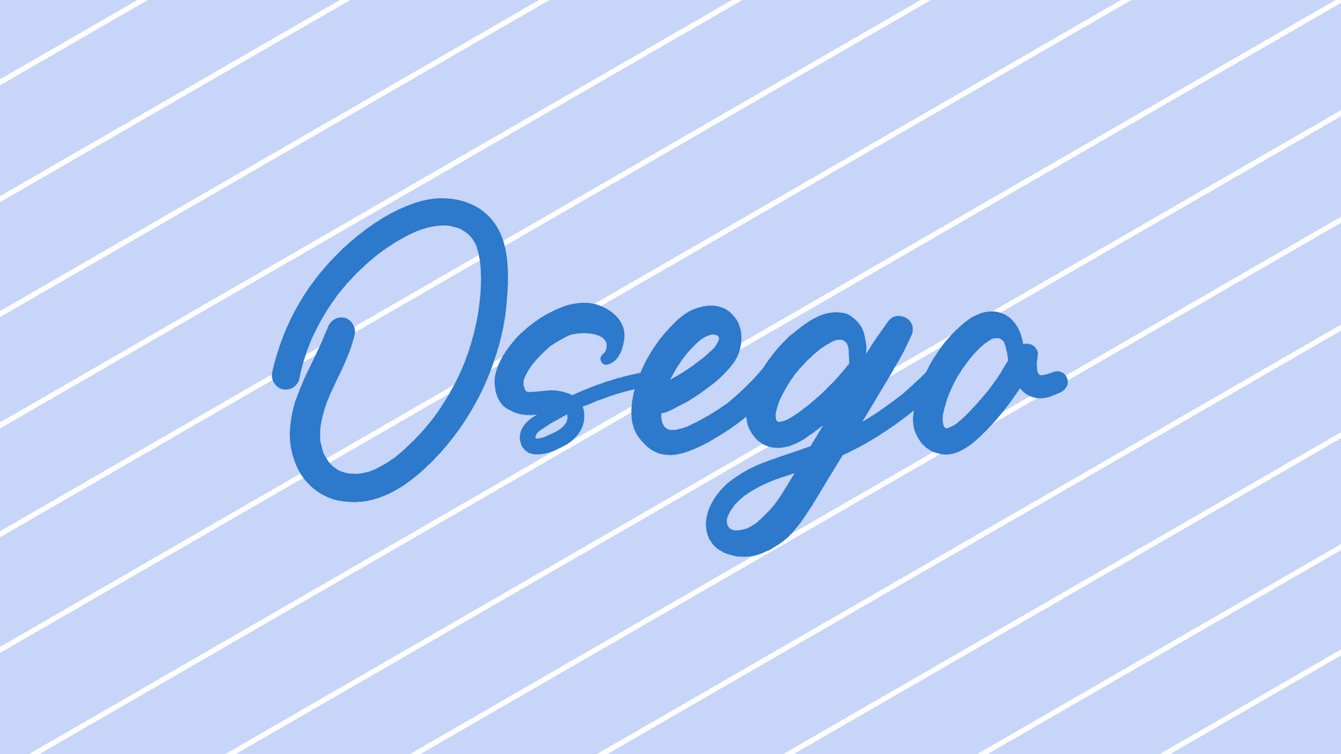 A graphic with the name Osego written on a stripped background.