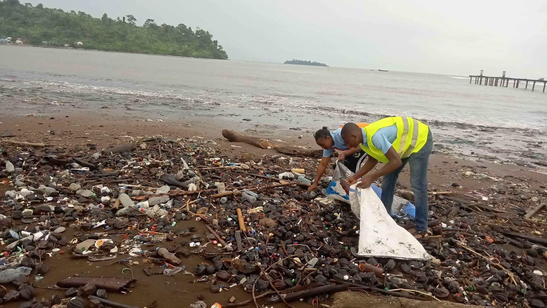 Large quantites of plastics ejected from the sea and some plastics carried away by run off from our homes to the gutters an then to the sea