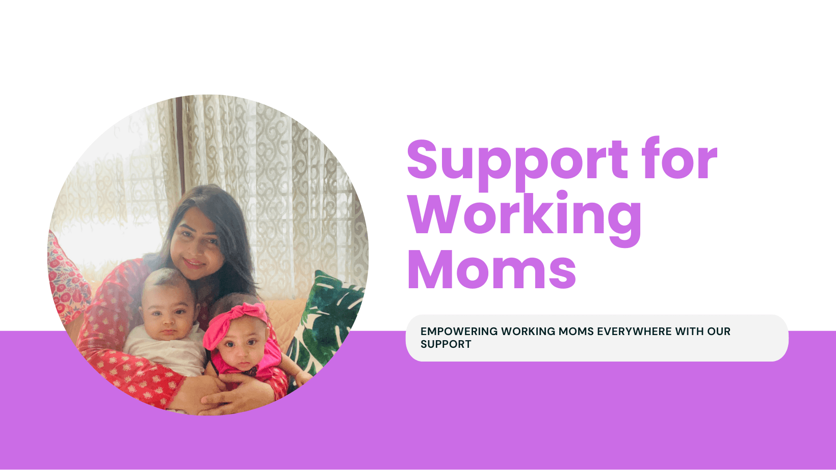 Image of a diverse group of working mothers smiling and interacting in a supportive environment. They are sharing experiences and resources, symbolizing community and empowerment.