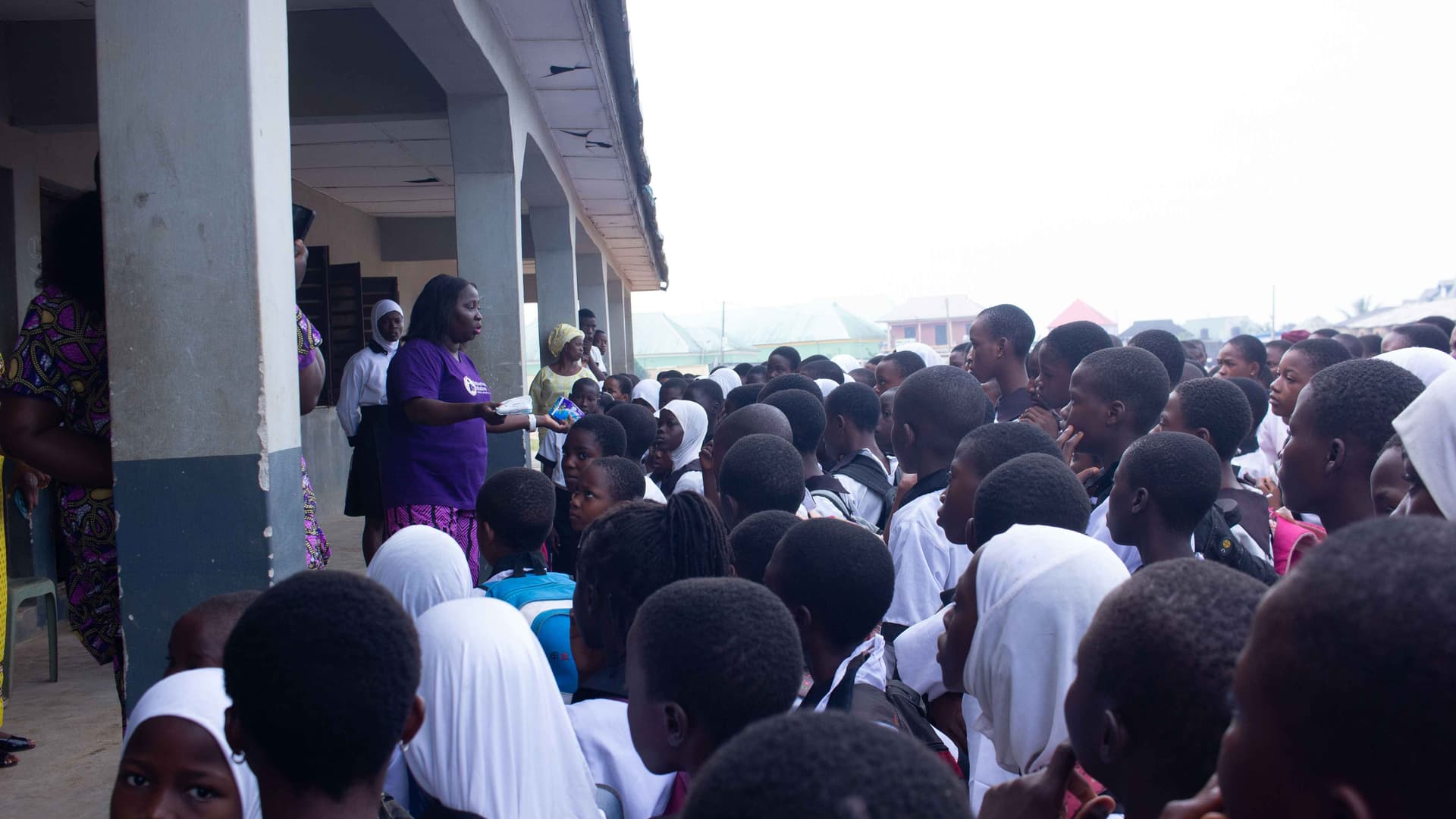 Introducing Ms Flo to Students in a Community school in Ogun State Nigeria