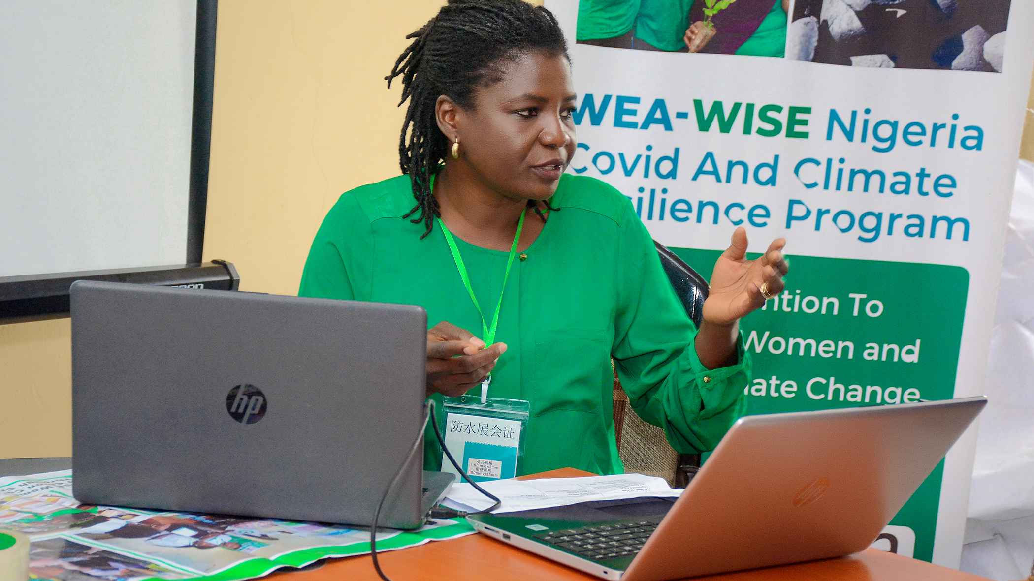 Olanike Olugboji-Daramola making a presentation during a training of the 2nd Cohort of the COVID & Climate Resilience Nigeria project.