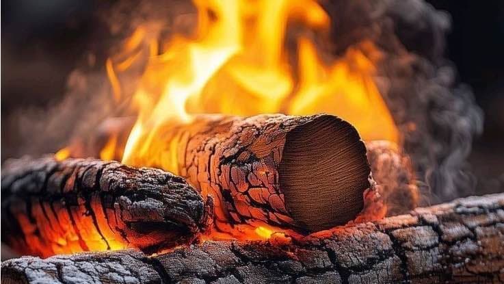 Burning wood