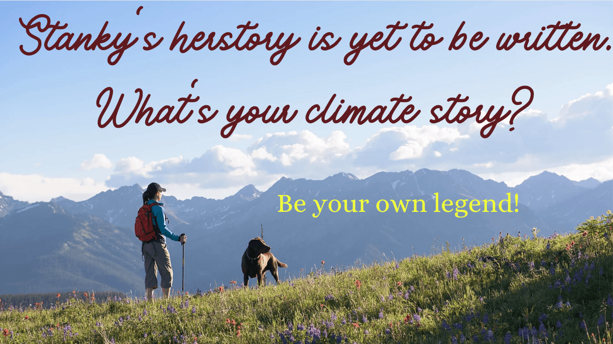 Dawn, an observant hiker & her dog Stanky in the Colorado Rockies, just before they are separated.